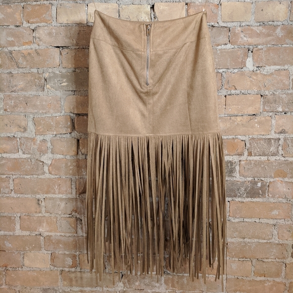 Faux suede Fringe Skirt - Picture 2 of 5